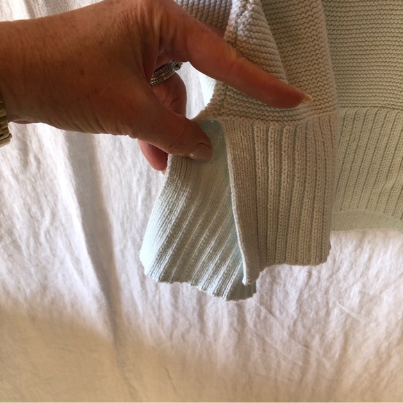 Chico’s brand icy mint color woven cotton sweater half sleeve long length size S - Picture 5 of 9